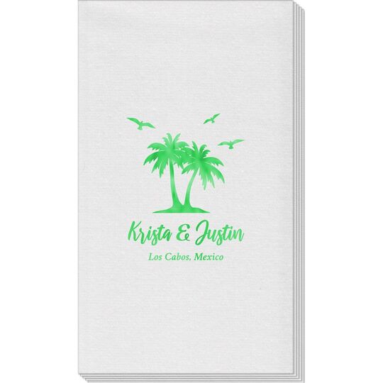 Palm Tree Island Linen Like Guest Towels